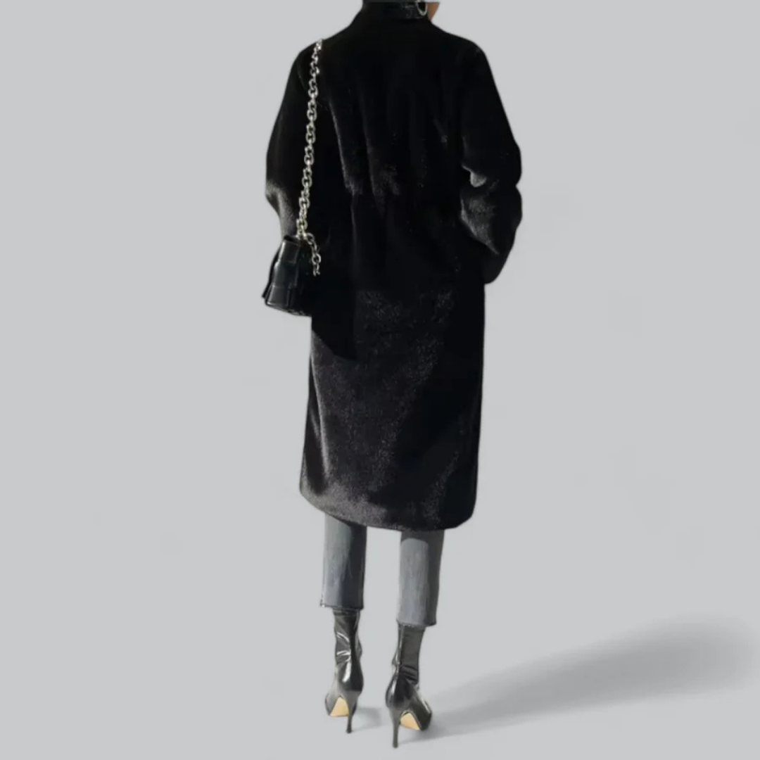 Damen Lange Winter Warme Trench Mantel | Schwarz