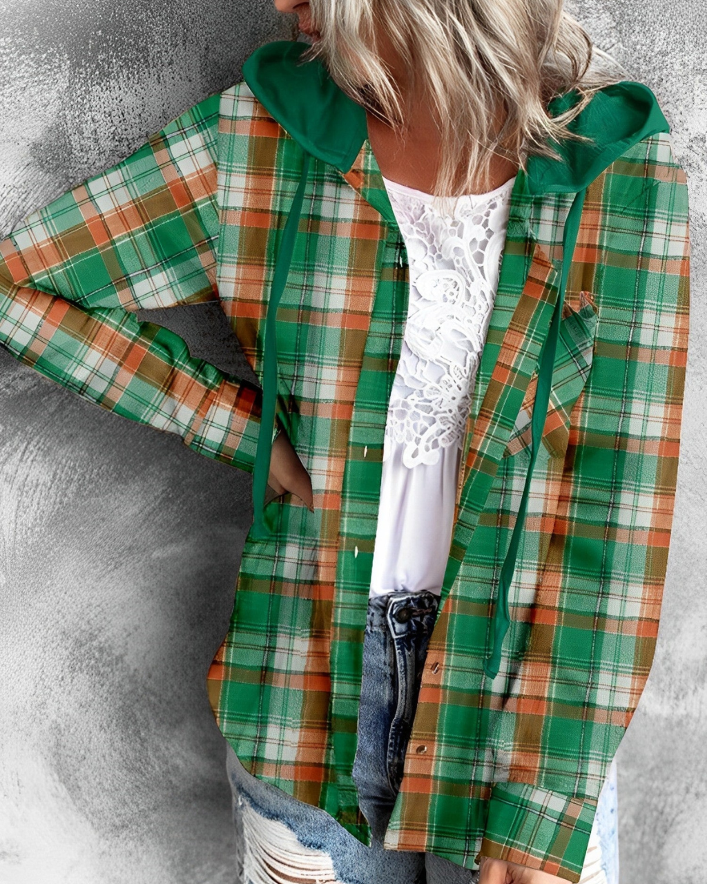 Caydence - Locker karierte Strickjacke