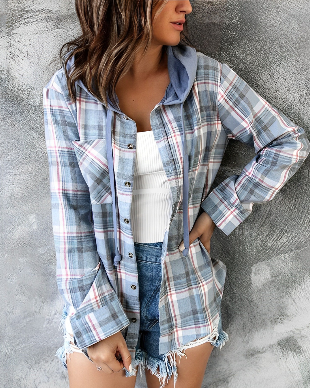 Caydence - Locker karierte Strickjacke