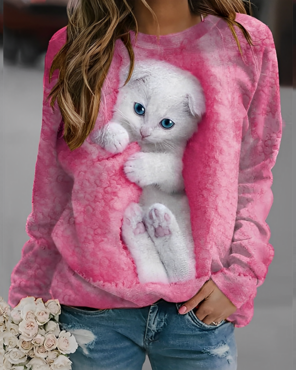 Kitten Katzen Print Pullover