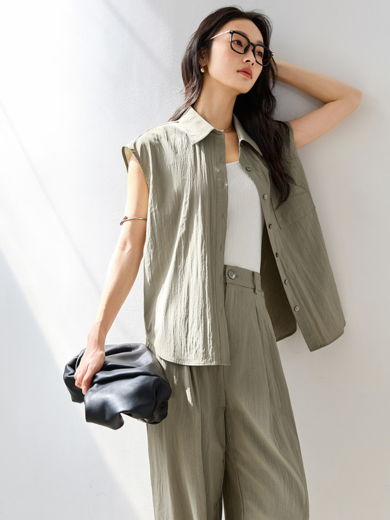 Augusta | Elegantes Set mit Kurzarmbluse & Weitbeiniger Hose