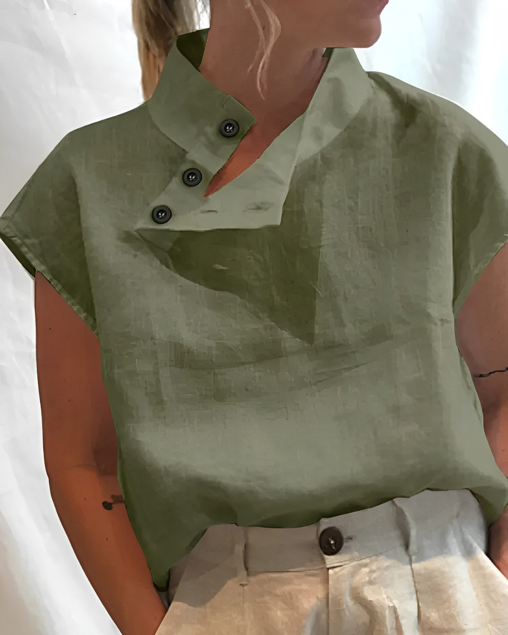 Camilla - Elegante Baumwoll-Leinen-Bluse