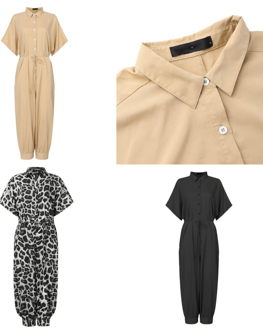 Franziska - Knopf Spitzengürtel Jumpsuit