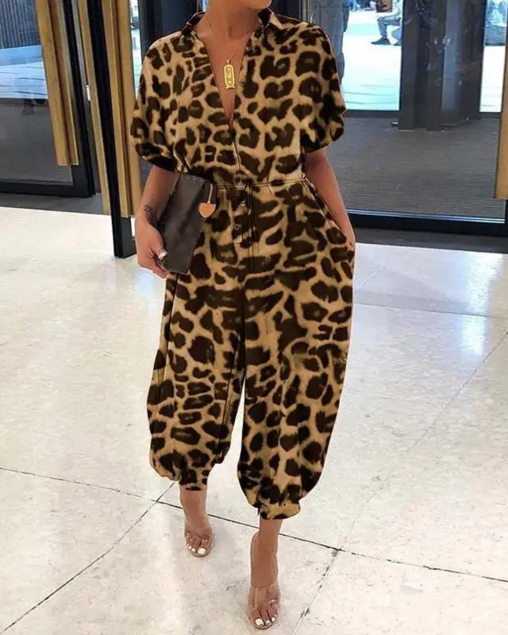 Franziska - Knopf Spitzengürtel Jumpsuit