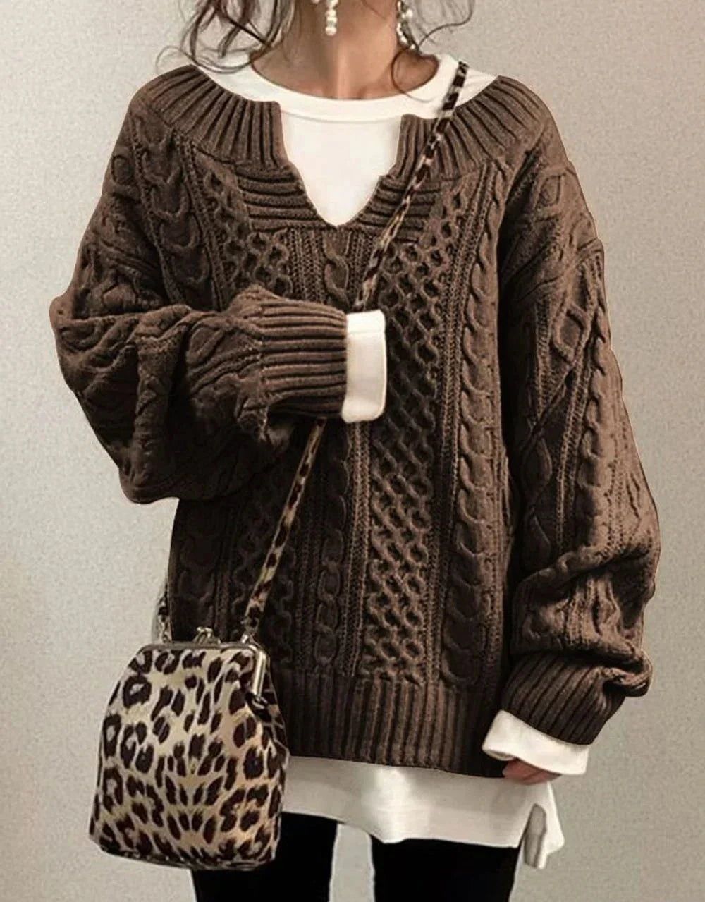Ebba-Pullover im Vintage-Stil mit langen Ärmeln