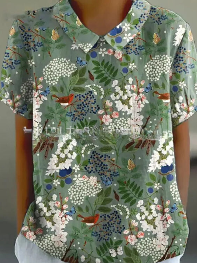 Callie - Floral Linen Blouse