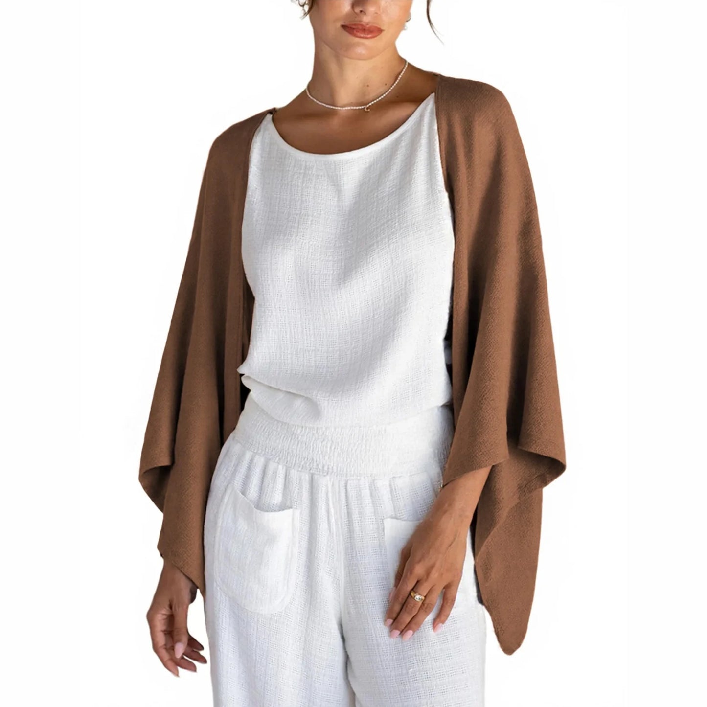 Lamuusaa Shrug Cardigan y2k Women Fall Clothes Solid Color Open Front Loose Lightweight Cover Up Fashion Clothing Streetwear