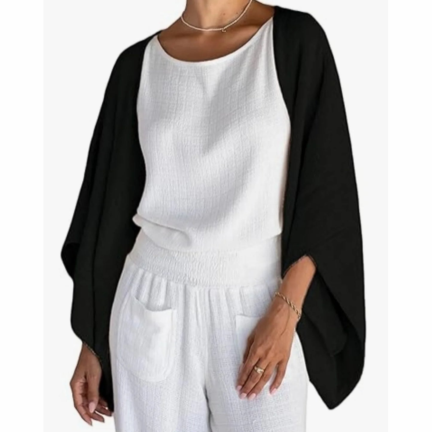 Lamuusaa Shrug Cardigan y2k Women Fall Clothes Solid Color Open Front Loose Lightweight Cover Up Fashion Clothing Streetwear