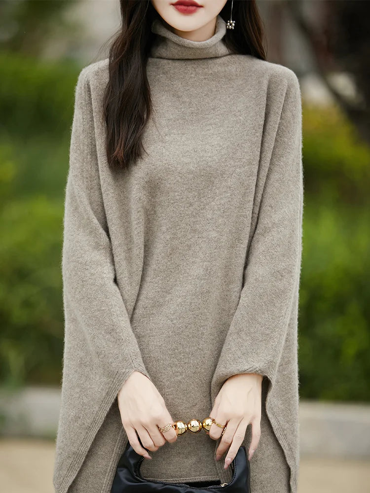 Spring Autumn High-Quality Wool Shawl Women's Medium-Length Korean Version Of Sleeveless Casual Pullover 100% Wool Cape Jacket