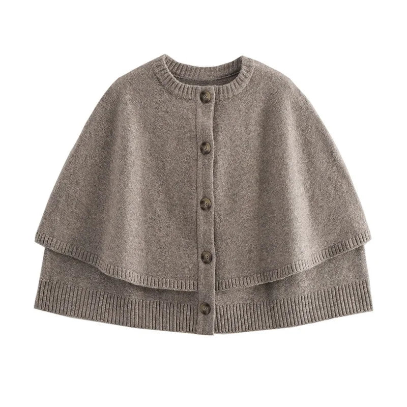 MUJER Knit Cape Cardigan for Women Shawl Winter Coats woman Cropped Coat Ponchos for Women Fashion Outerwear Cloaks of Woman