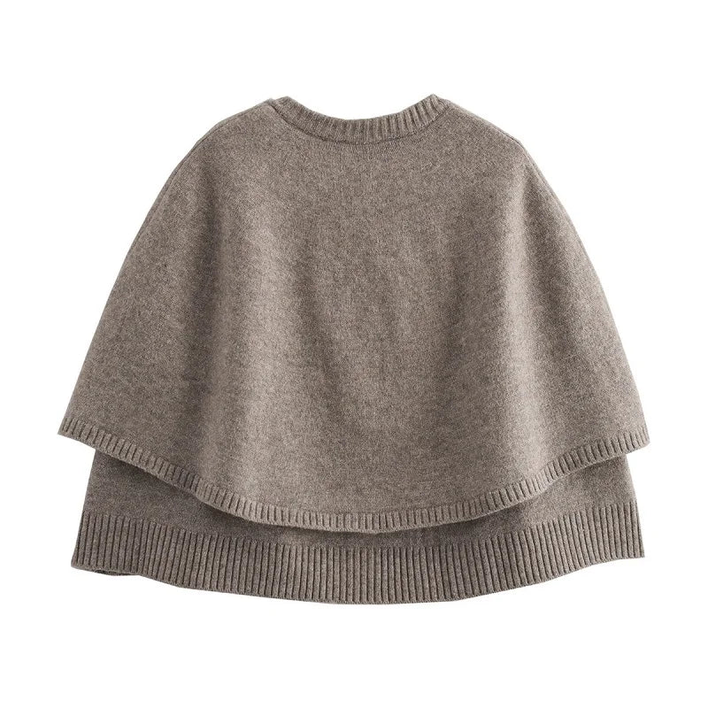 MUJER Knit Cape Cardigan for Women Shawl Winter Coats woman Cropped Coat Ponchos for Women Fashion Outerwear Cloaks of Woman