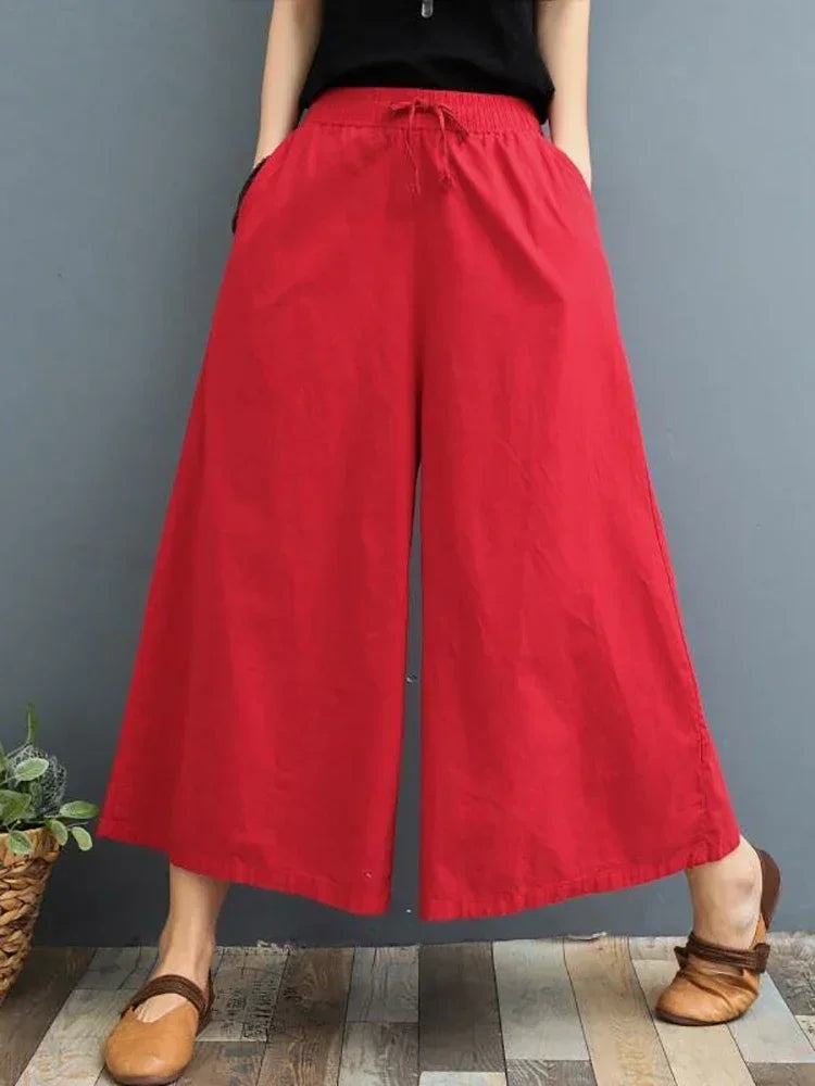 2024 Autumn Women Cotton Linen Straight Pants Joggers Casual Soft Baggy Wide Trousers for Women High Waist Office Oversize Pants