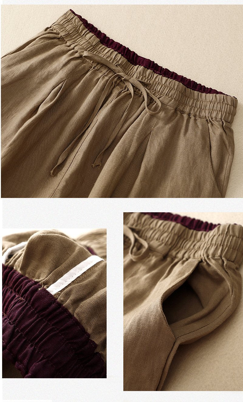 Women Casual Cotton Plain Loose Long Pants