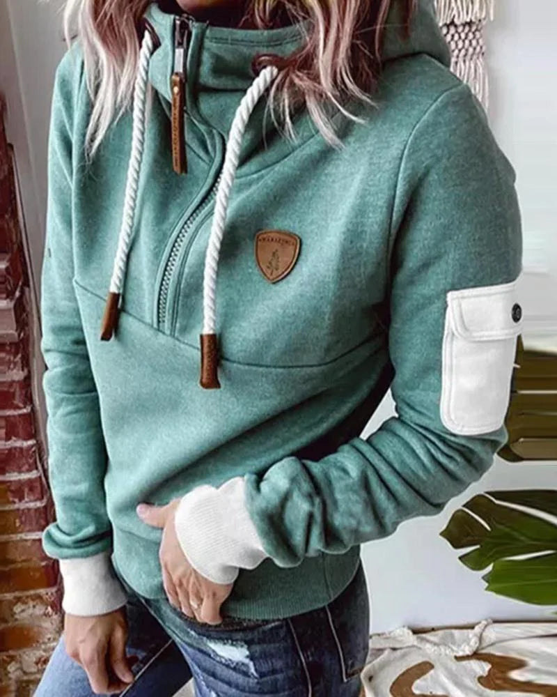 Janice - Lässiger Half-Zip Damen Hoodie