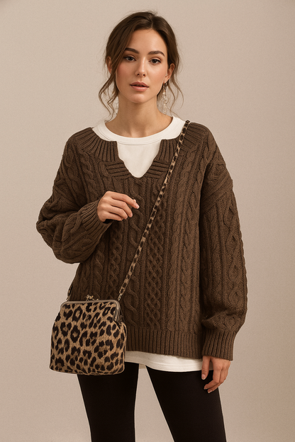 Ebba-Pullover im Vintage-Stil mit langen Ärmeln