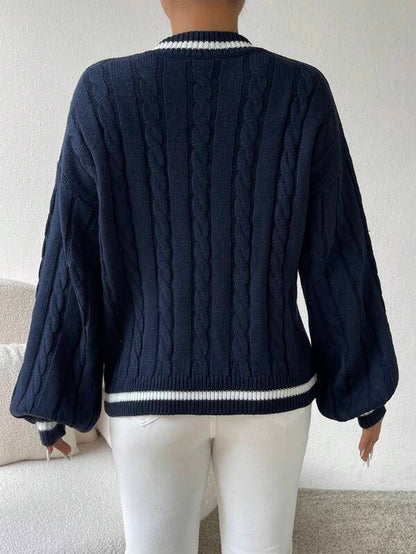 June - Gestreifter Zopfmuster-Pullover für Damen