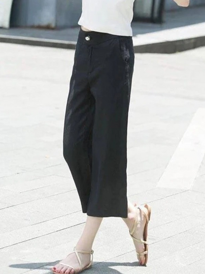 Ellise | Hochwertige Hose mit weitem Bein und Knopfdetail