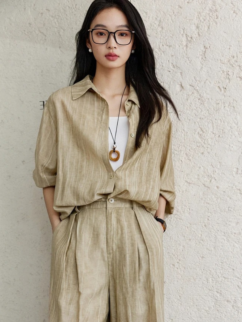 Elisabeth | Damen Set mit Langarmbluse & Weit geschnittener Hose