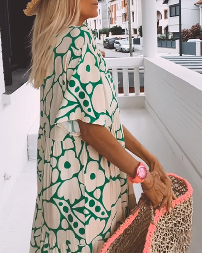 Halvi - Elegant Casual V-Neck Dress