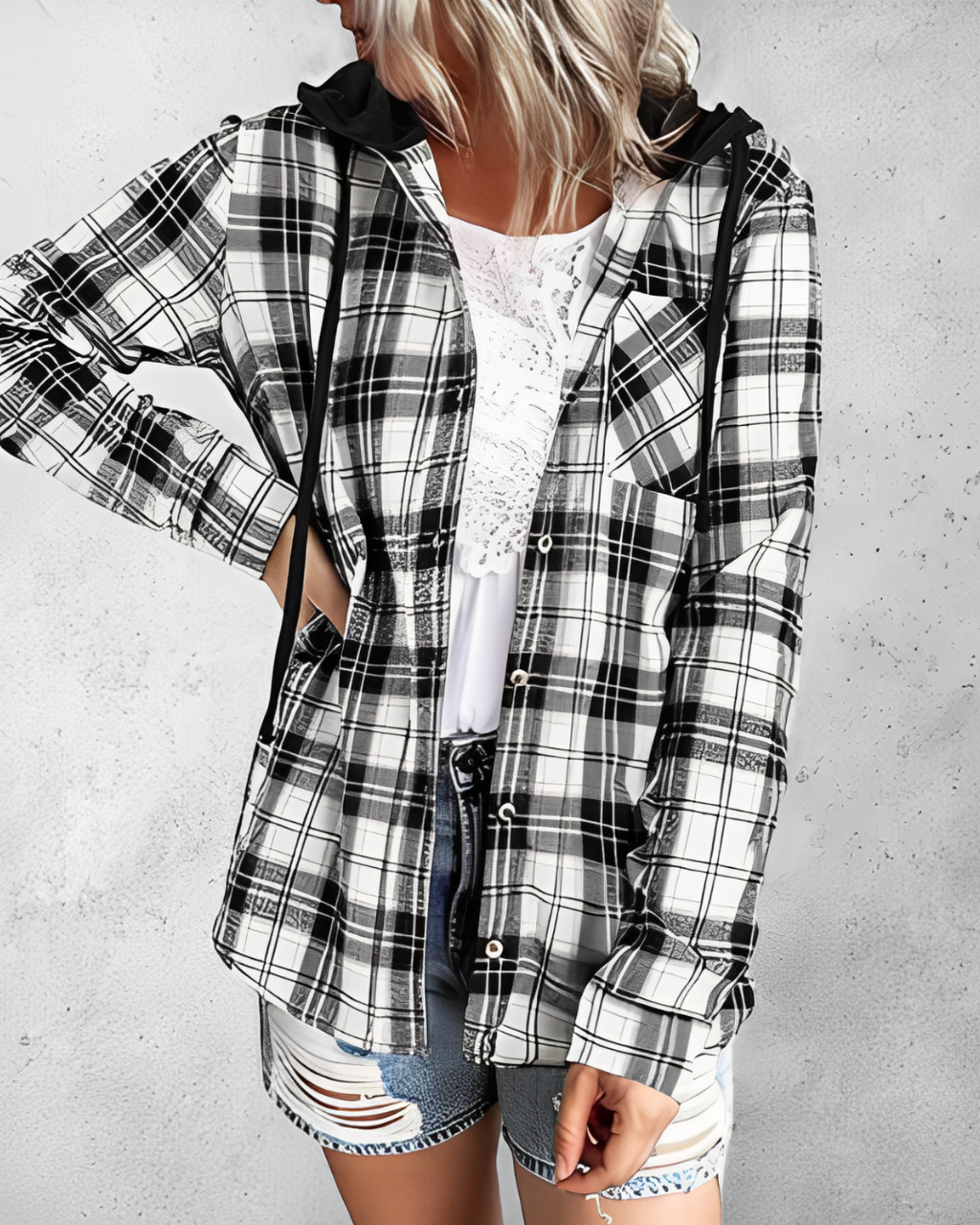 Caydence - Locker karierte Strickjacke