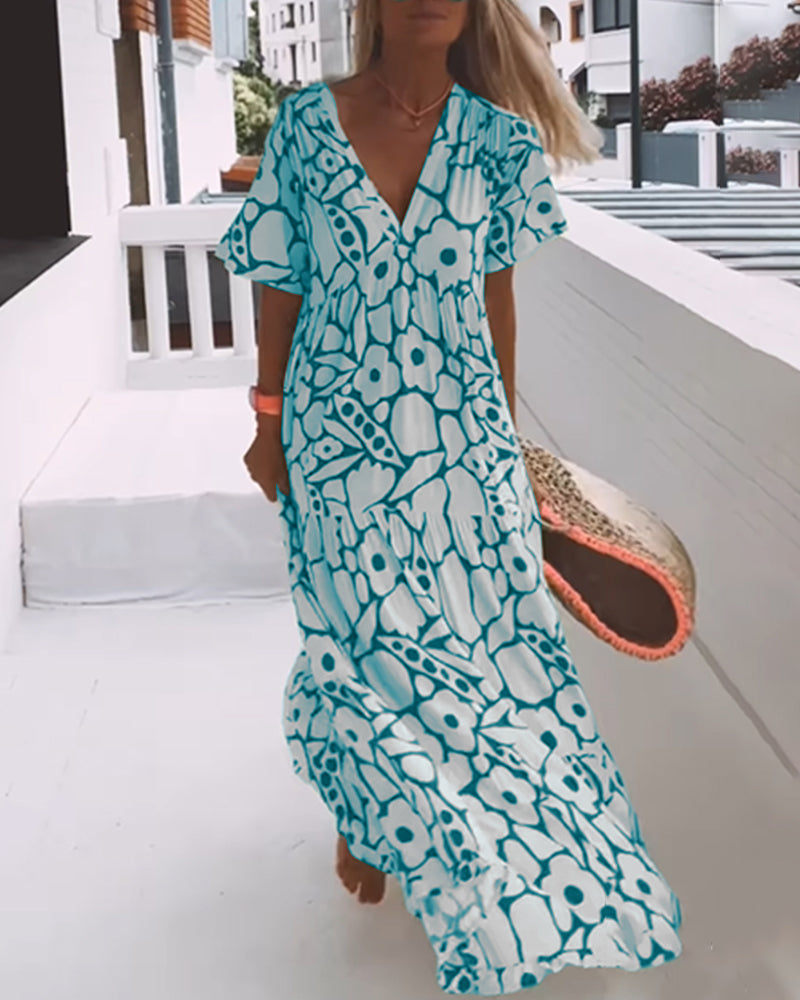 Halvi - Elegant Casual V-Neck Dress