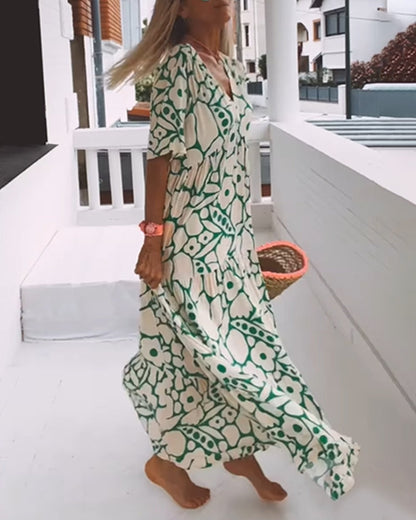 Halvi - Elegant Casual V-Neck Dress