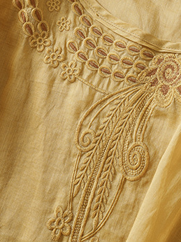 Shirt Collar Short Sleeve Plain Embroidery Regular Loose Blouse For Women