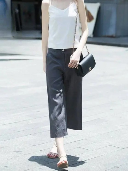 Ellise | Hochwertige Hose mit weitem Bein und Knopfdetail