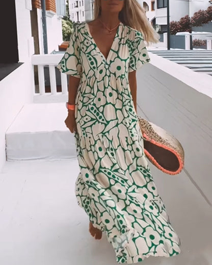 Halvi - Elegant Casual V-Neck Dress