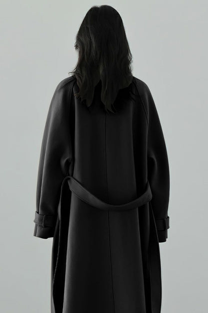 Chouyatou Women's Winter Hidden Single Breasted Wool Coat Raglan Sleeve Business Long Wool Overcoat