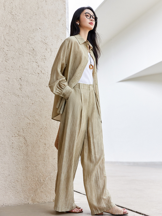 Elisabeth | Damen Set mit Langarmbluse & Weit geschnittener Hose