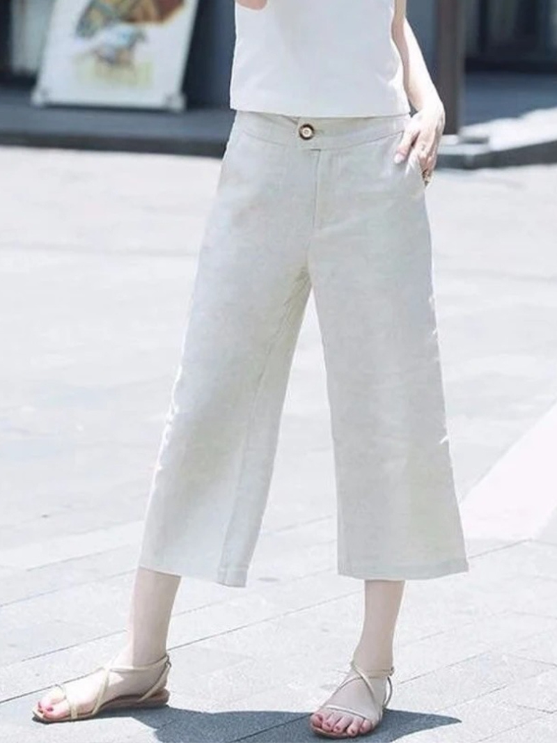 Ellise | Hochwertige Hose mit weitem Bein und Knopfdetail