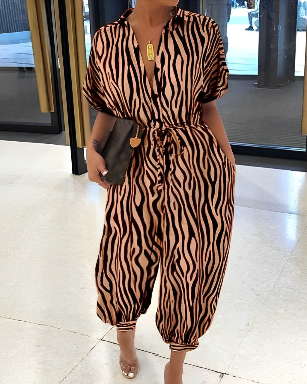 Franziska - Knopf Spitzengürtel Jumpsuit