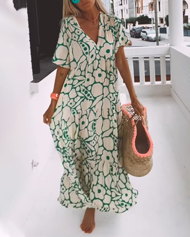 Halvi - Elegant Casual V-Neck Dress