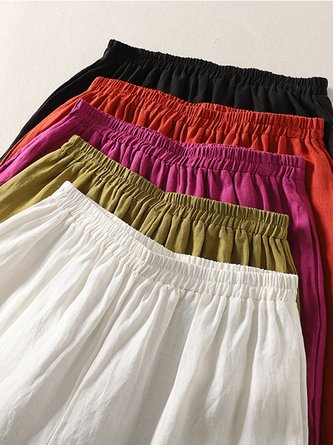 Women Casual Plain Cotton Loose Pants Ankle Length Lightweight Trousers