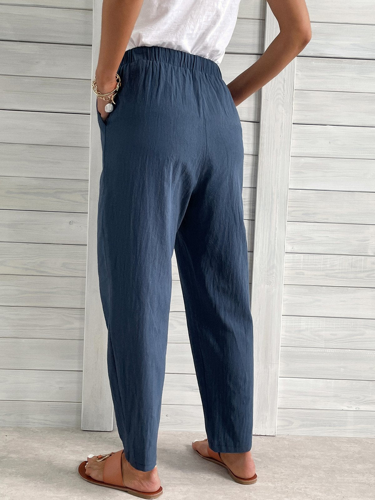 Loose Cotton Solid Casual Pants for Women - Comfortable & Stylish Everyday Wear