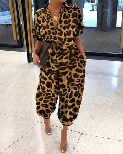 Franziska - Knopf Spitzengürtel Jumpsuit