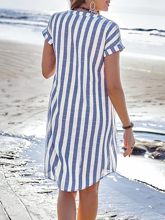 Tessa - Striped Shirt Dress