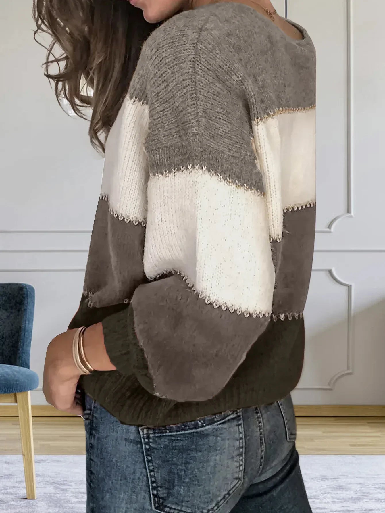 Dulcie-Casual pullover mit Farbblöcken für lässigen Stil