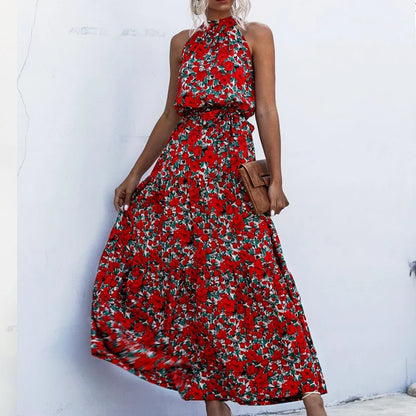 Summer Long Dress Women Polka Dot Casual Beach Dresses Black Halter Strapless Yellow Sundress Vacation Dress Clothes For Women