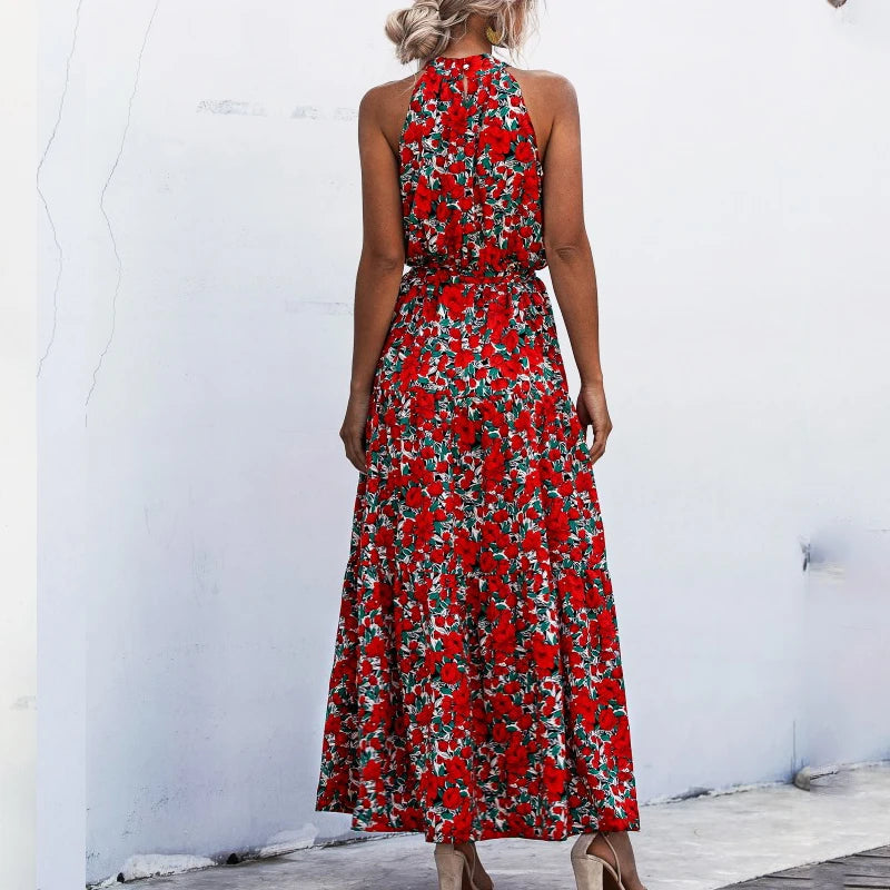 Summer Long Dress Women Polka Dot Casual Beach Dresses Black Halter Strapless Yellow Sundress Vacation Dress Clothes For Women