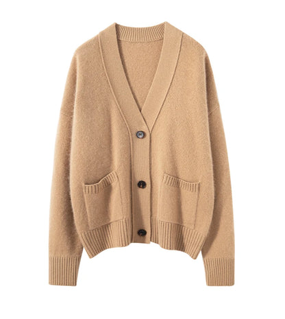 Hannelore | Damen Strickmantel in Plus Size – Lockere Passform mit V-Ausschnitt