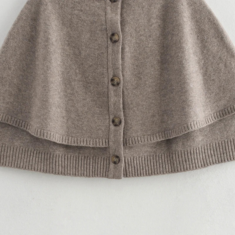 MUJER Knit Cape Cardigan for Women Shawl Winter Coats woman Cropped Coat Ponchos for Women Fashion Outerwear Cloaks of Woman