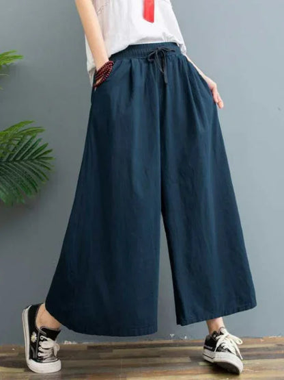 2024 Autumn Women Cotton Linen Straight Pants Joggers Casual Soft Baggy Wide Trousers for Women High Waist Office Oversize Pants