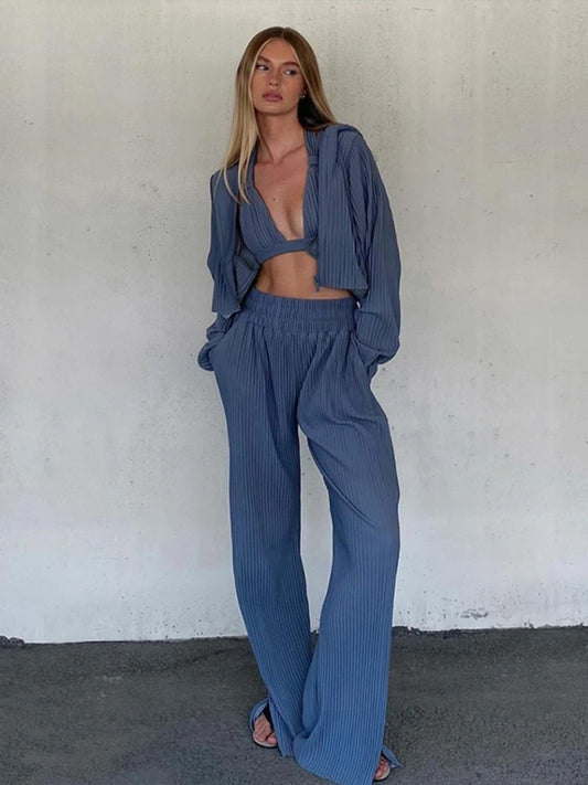 Clacive | Damen Freizeit-Set mit Langarm-Hoodie & Weitbeiniger Hose