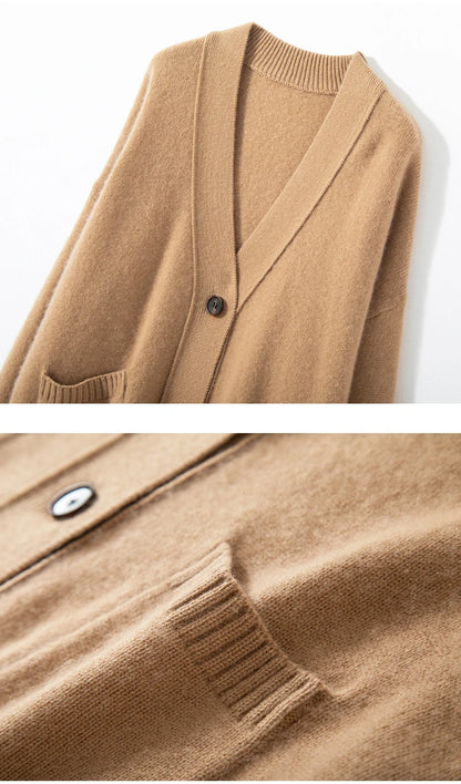 Hannelore | Damen Strickmantel in Plus Size – Lockere Passform mit V-Ausschnitt