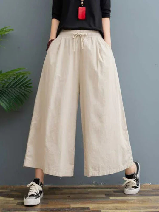 2024 Autumn Women Cotton Linen Straight Pants Joggers Casual Soft Baggy Wide Trousers for Women High Waist Office Oversize Pants