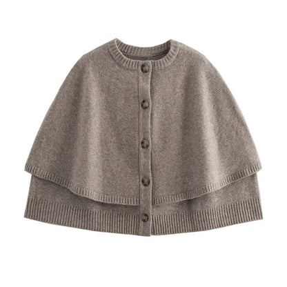 MUJER Knit Cape Cardigan for Women Shawl Winter Coats woman Cropped Coat Ponchos for Women Fashion Outerwear Cloaks of Woman