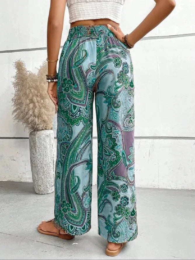 2024 AliExpress Europe and America Cross border New Product Digital Printing Ethnic Style Elastic Belt Casual Loose Pants