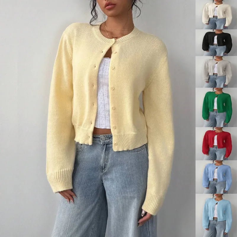 Women Autumn Winter Knitted Cardigans Sweaters Ladies Long Sleeve Single Breasted Sweater Outerwear Coats Jackets
